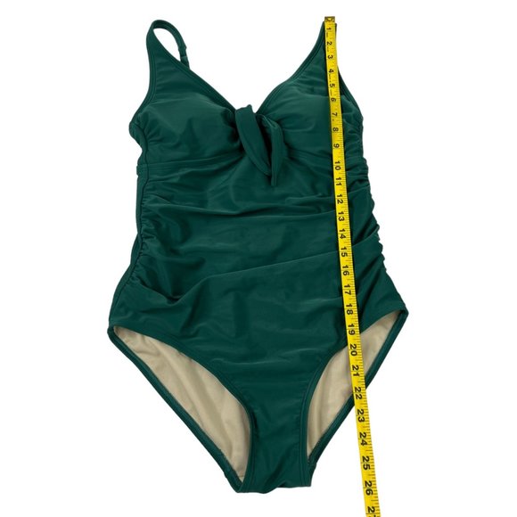 Kona Sol One Piece Swimsuit Womens Sold Green Tie Top Cinched Size M - Picture 9 of 13